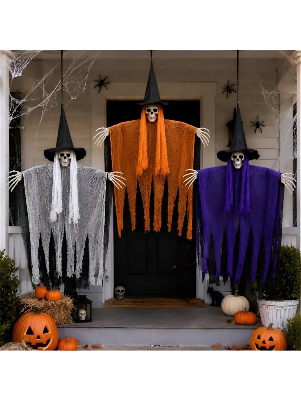 Halloween Hanging Ghost Decorations, 3 Pack Scary Reaper Decor